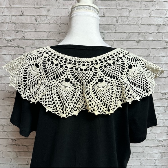 Vintage Crochet Ecru Beige Ivory Lace Collar 22 in X 7 in - Picture 9 of 9